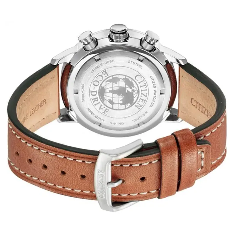 Citizen Brycen Eco-Drive Chronograph Brown Leather Men's Watch- CA0641-32X